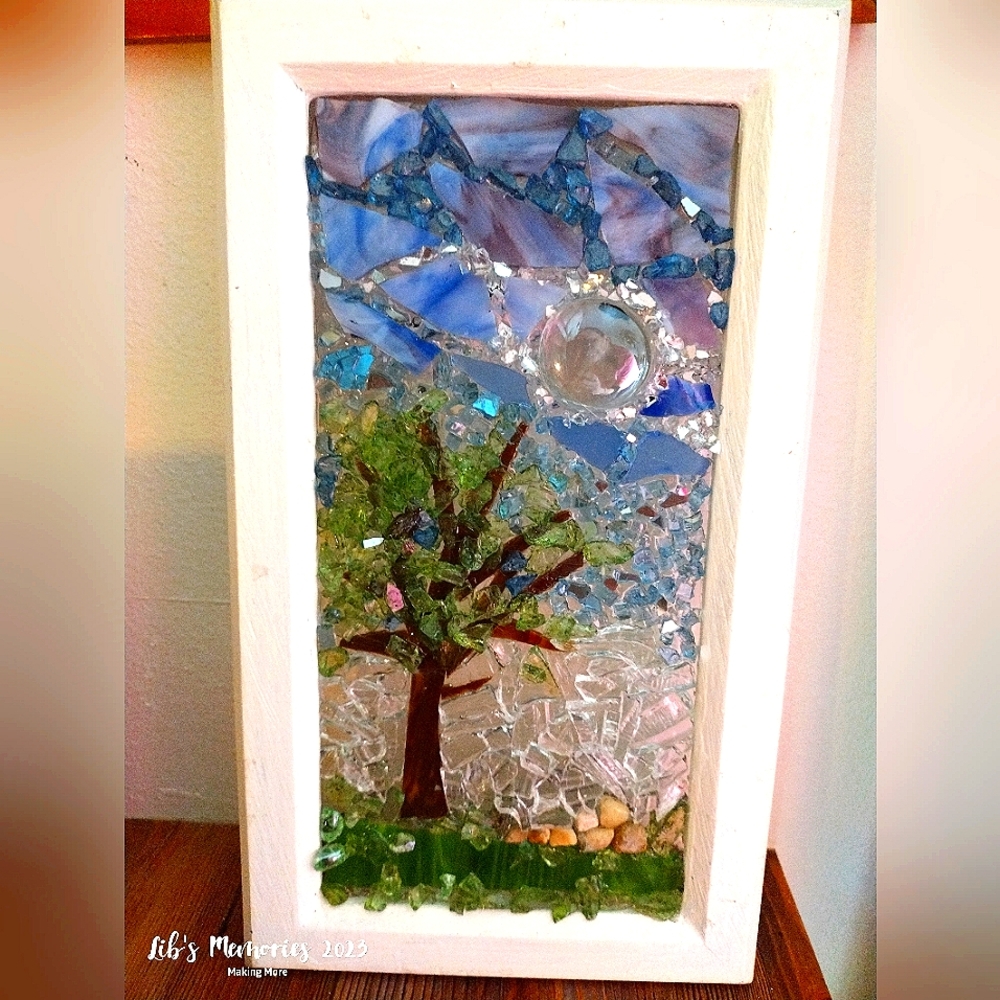 Broken glass art. Wall decor